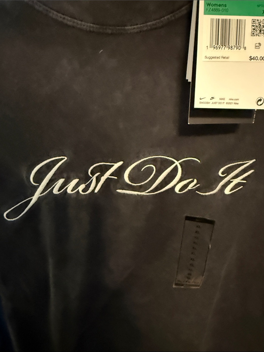 Nike Washed Black Short-Sleeve 'Just Do It' Script Tee - Picture 4 of 4